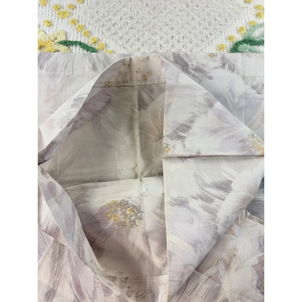Vintage Sears Roebuck Floral Pillowcase Set Queen Lavender Mauve USA Made 2pc